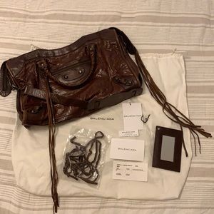 Balenciaga original city motorcycle bag brown